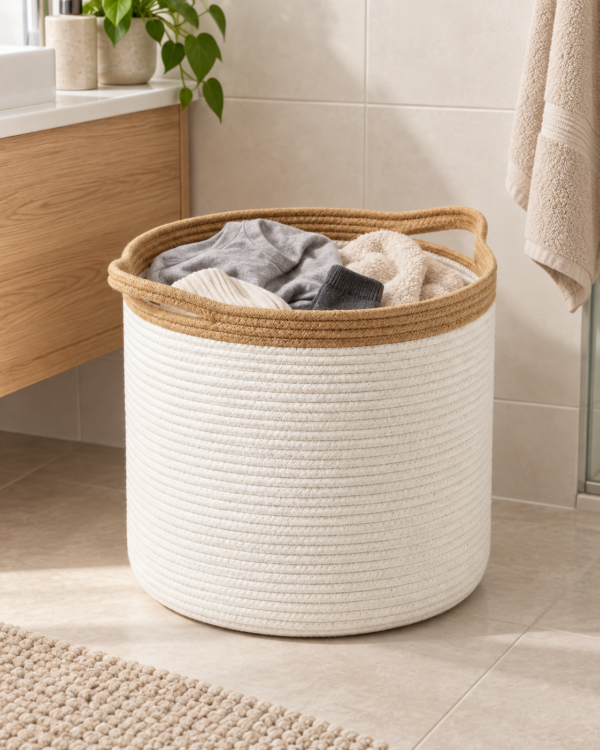 canasto ropa sucia baño