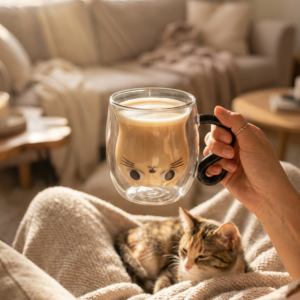 taza gato en uso