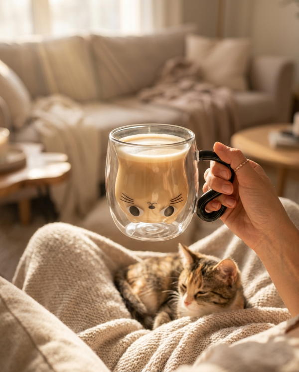 taza gato en uso
